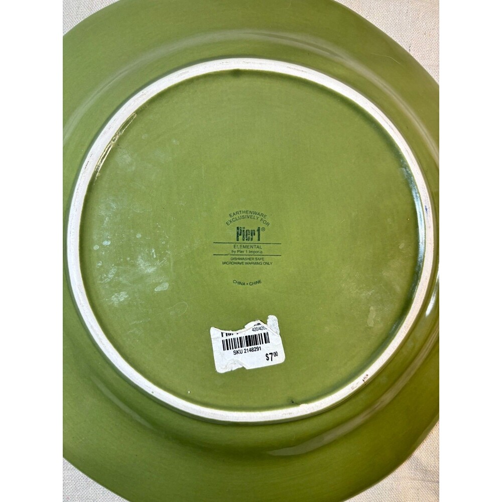 Pier 1 Elemental Sage Green Earthenware 11.75” Plates (2) & 10.75" Bowl Set - Picture 7 of 11